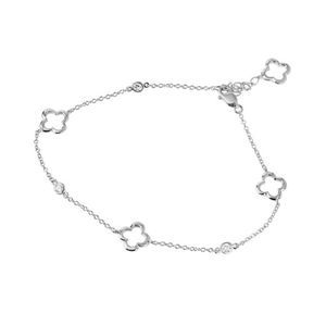 Sterling Silver .925 Open Clover Ankle Bracelet